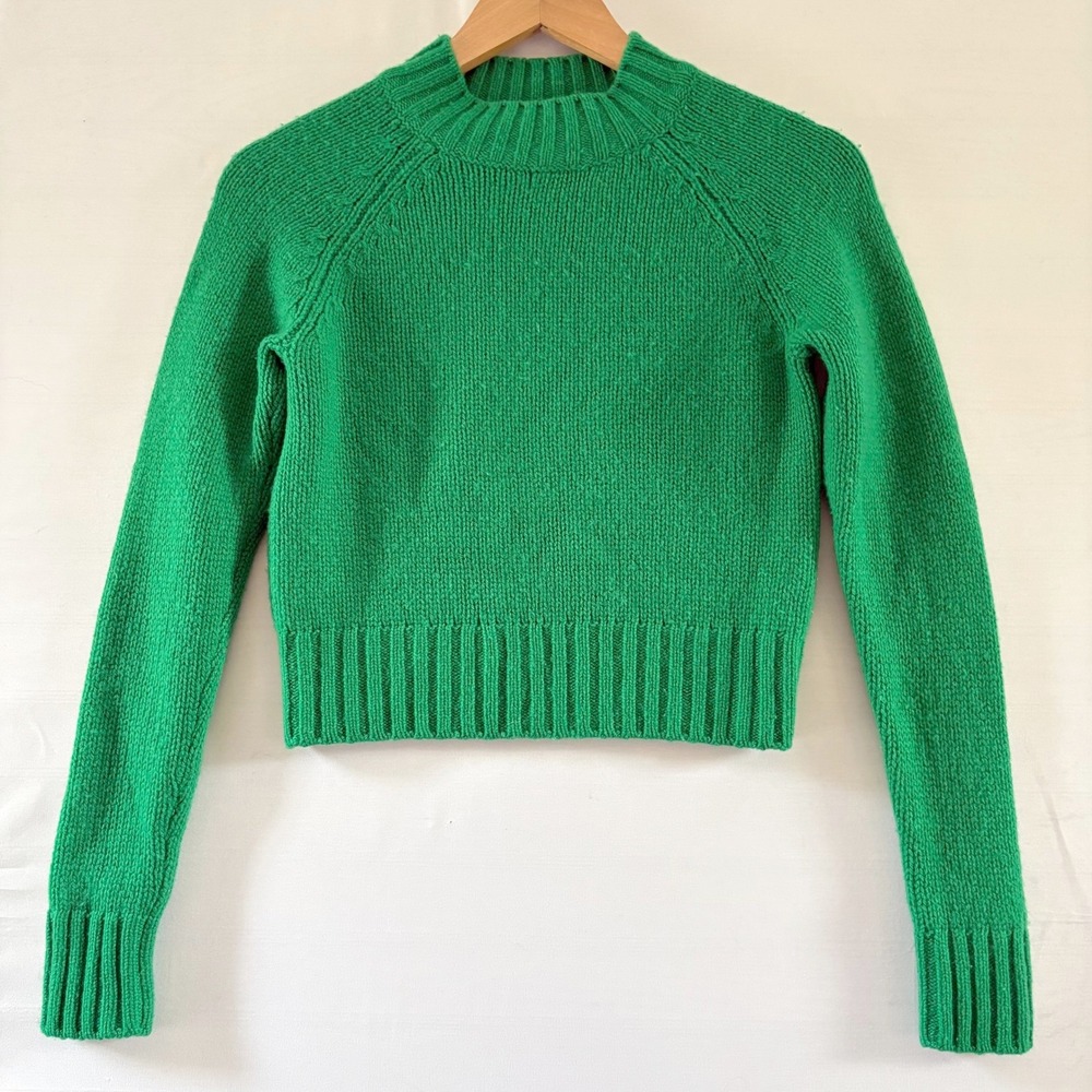 Vince 100% Cashmere Cropped Crew Neck Sweater Green XS V525077956